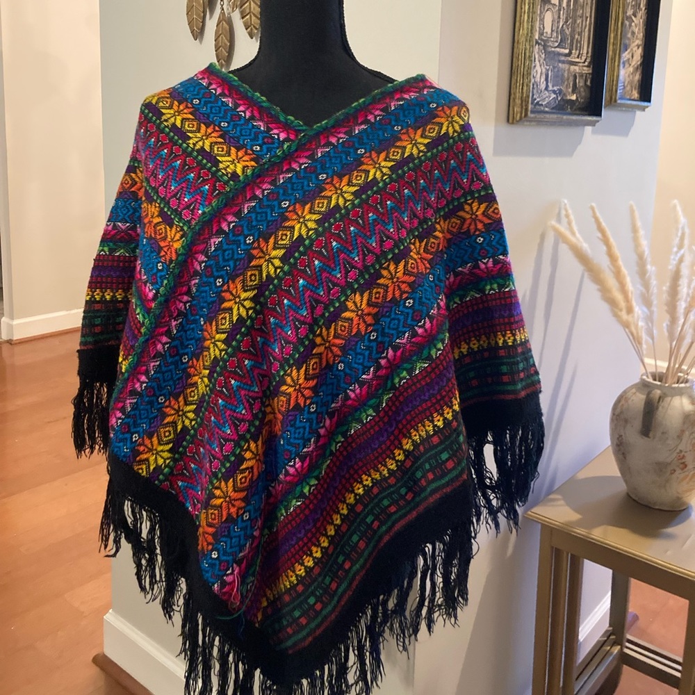 Colorful western pancho